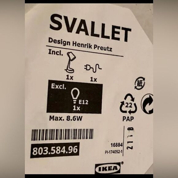 IKEA SVALLET Adjustable Home Work, Office Table, Bedside Lamp Dark Grey/White - Picture 5 of 6